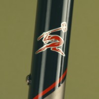 Custom Titanium Road. Custom Grey Blue Powdercoat with airbrushed Red and Silver graphics.