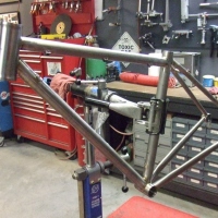 A titanium All-Road frame for Di2 and hydro disc brakes