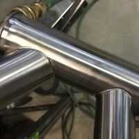 Custom Blend titanium road frame for QR and caliper brakes.