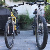 Sent in from Ned of New Orleans. Pics of his recently purchased 29er+ along with his 2001 26″ MTB.