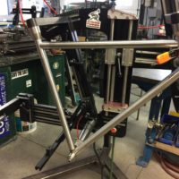 Classic steel race frame. This frame even has a 1.125″ headtube for an Enve 2.0 straight steerer and QR dropouts.