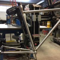 Classic steel race frame. This frame even has a 1.125″ headtube for an Enve 2.0 straight steerer and QR dropouts.