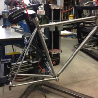 Classic steel race frame. This frame even has a 1.125″ headtube for an Enve 2.0 straight steerer and QR dropouts.