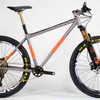 Titanium 27.5″ Plus with SRAM Eagle and Fox 34. See more mountain bikes in our mountain bike gallery.