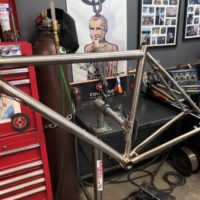 Titanium gravel bike. We’ll be building it with a custom Shimano Ultegra Di2, White Industries gruppo and Rodeo Labs Spork.